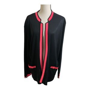 Ming Wang open front Cardigan black and pink details.size Large.